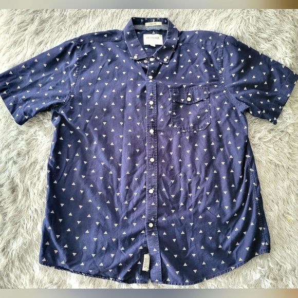 Heritage Report Collection Geometric Button Collared Shirt Pearl Snap Slim XXL - Picture 1 of 5